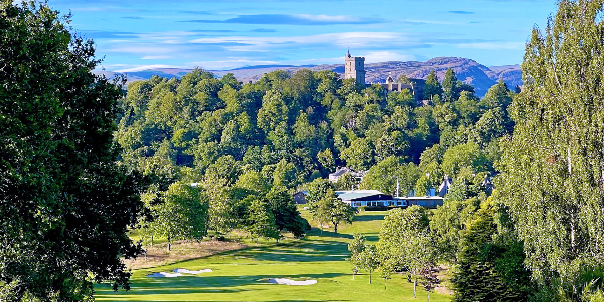 The Stirling Golf Club Clubhouse viewed from the 18th tee