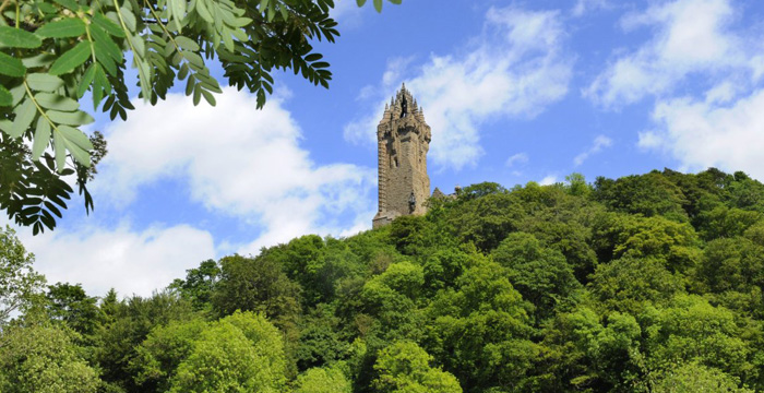 The Wallace Monument, Scotland’s commemoration of its great hero, overlooking the site of Sir William Wallace’s greatest victory at the Battle of Stirling Bridge in 1297. The Wallace Monument, Scotland’s commemoration of its great hero, overlooking the site of Sir William Wallace’s greatest victory at the Battle of Stirling Bridge in 1297.